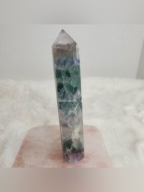 Rainbow Fluorite Point Tower Crystal Quartz